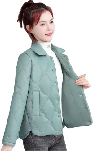 Women's Parkas Short Coat Jacket Light Warm Cotton Padded Coat Small Fragrance Jacket EN8 M