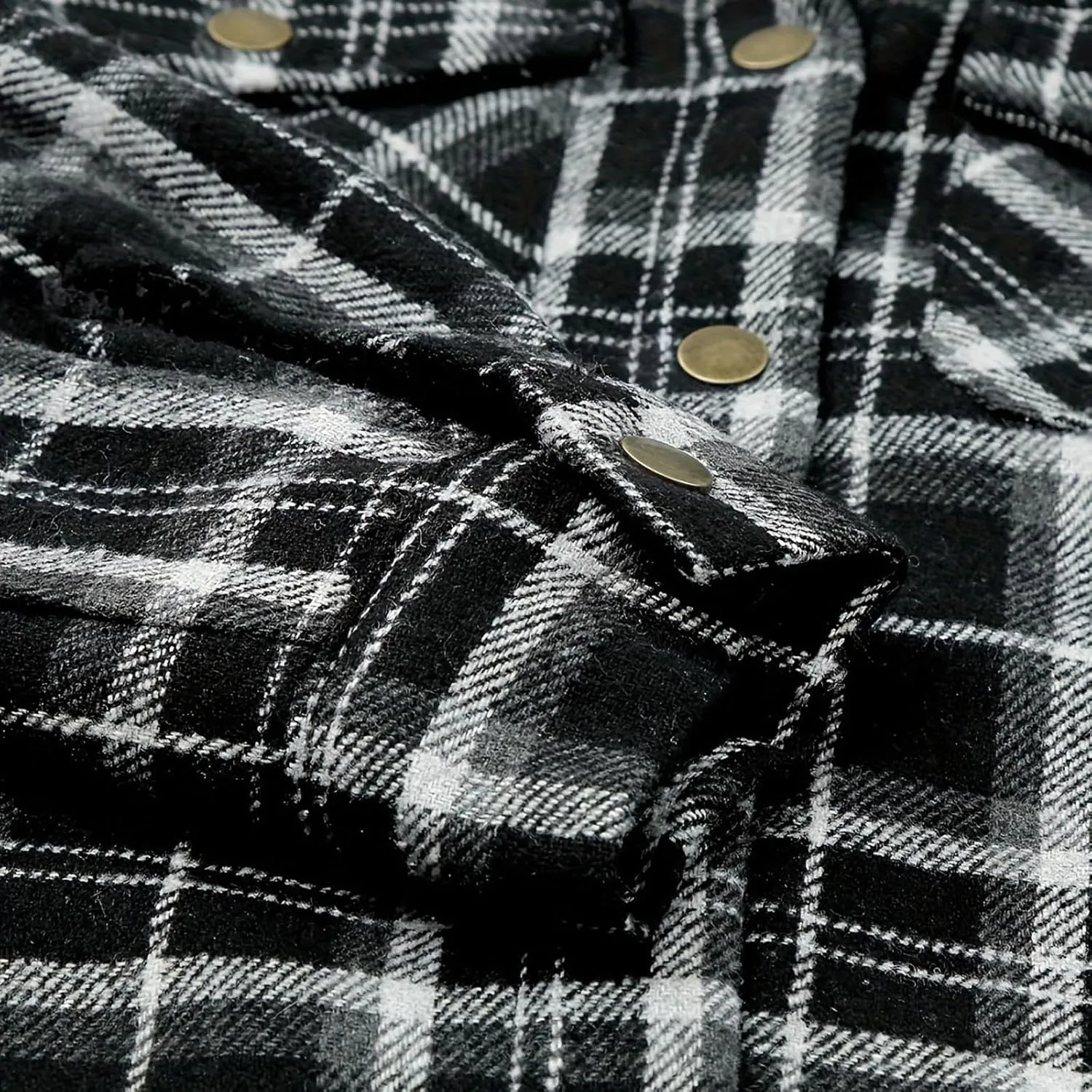 Womens Plaid Shacket Jacket Long Sleeve Button Down Fleece Hooded Jacket Warm Coat Casual Sherpa Fleece Lined Jacket