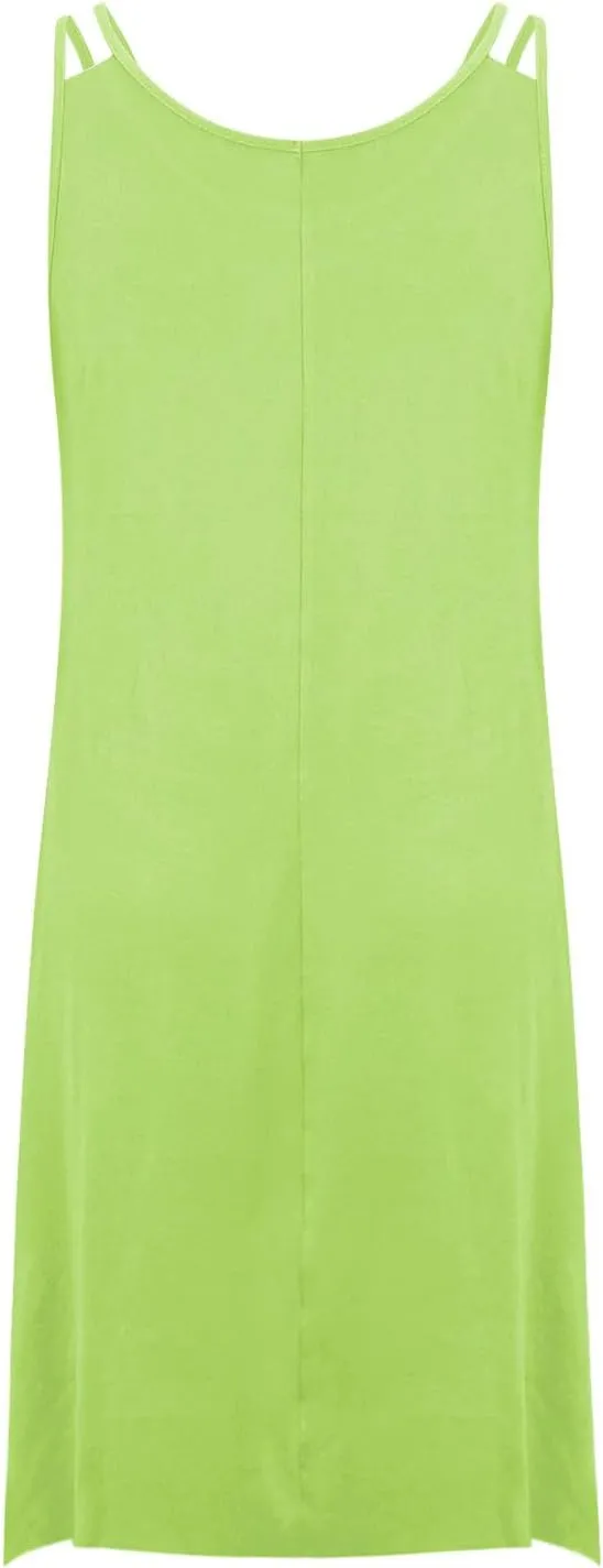 Womens Plus Size Dresses 2025 Summer Sleeveless Scoop Neck Asymmetrical Hem Flowy Midi Cami Dress Casual Loose Dresess
