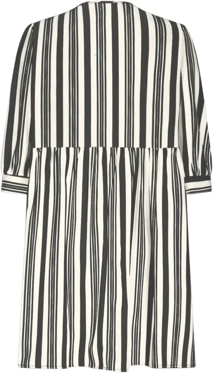 Women's Puff Sleeve Mini Dress Summer Casual Bow Tie Crewneck Striped Loose Flowy Beach Dresses Trendy 2025 Outfits