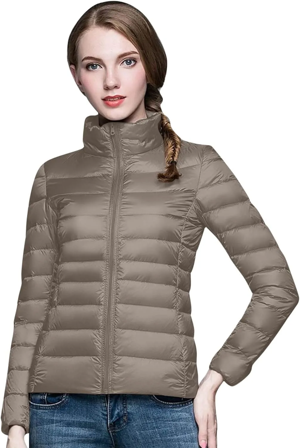 Womens Puffer Jacket 2025 Winter Warm Packable Down Jacket Lightweight Slim Fit Hooded Jacket Short Duck Down Coat