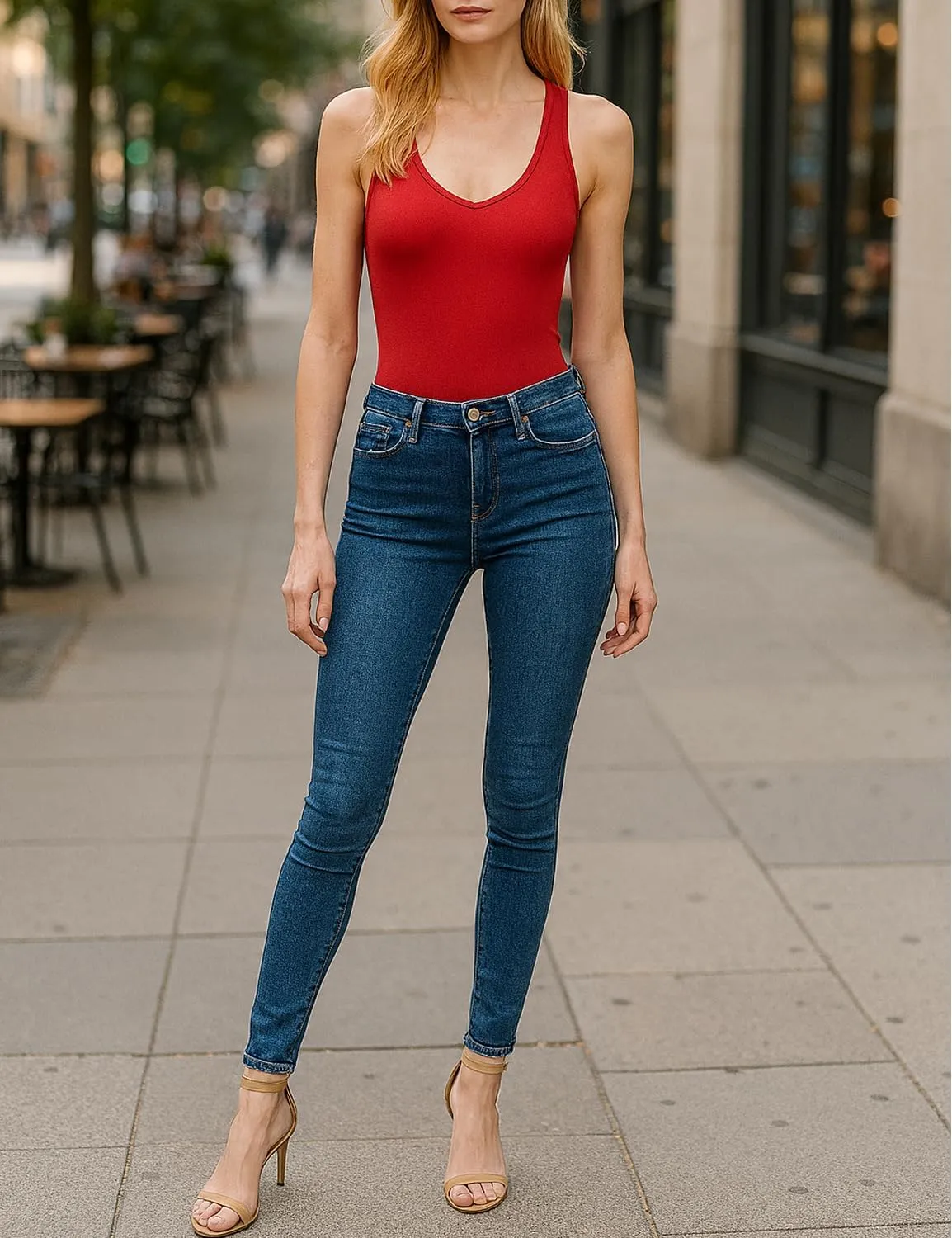Women's Racerback Tank Top Bodysuits Sleeveless Sexy V-Neck Cotton Jumpsuits
