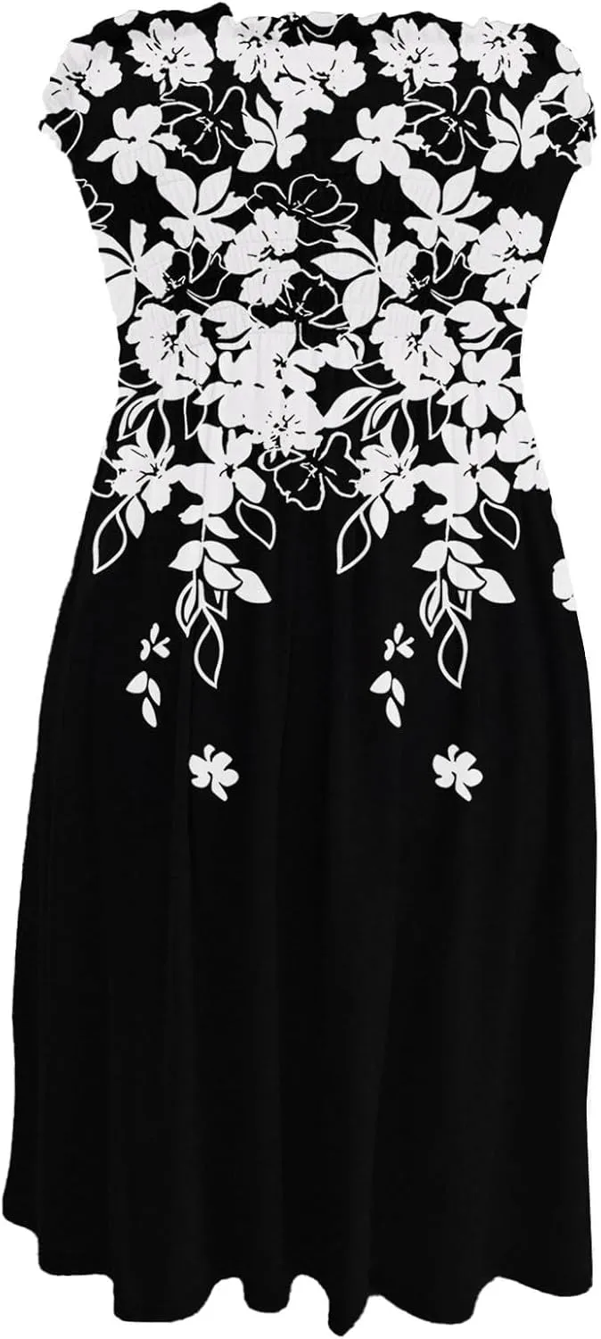 Womens Sexy Strapless Summer Mini Dress Sleeveless Smocked A Lined Bubble Wedding Party Dress Beach Vacation Clothes