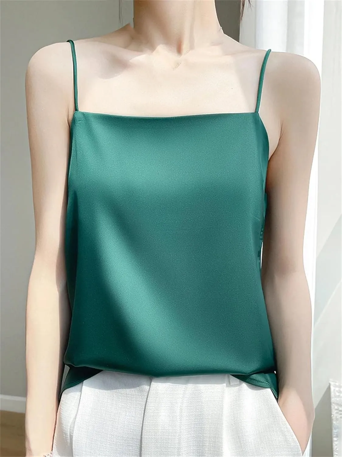 Women's Silky Camisole Sexy Suspender Top Thin Style Sling Satin Tank Tops