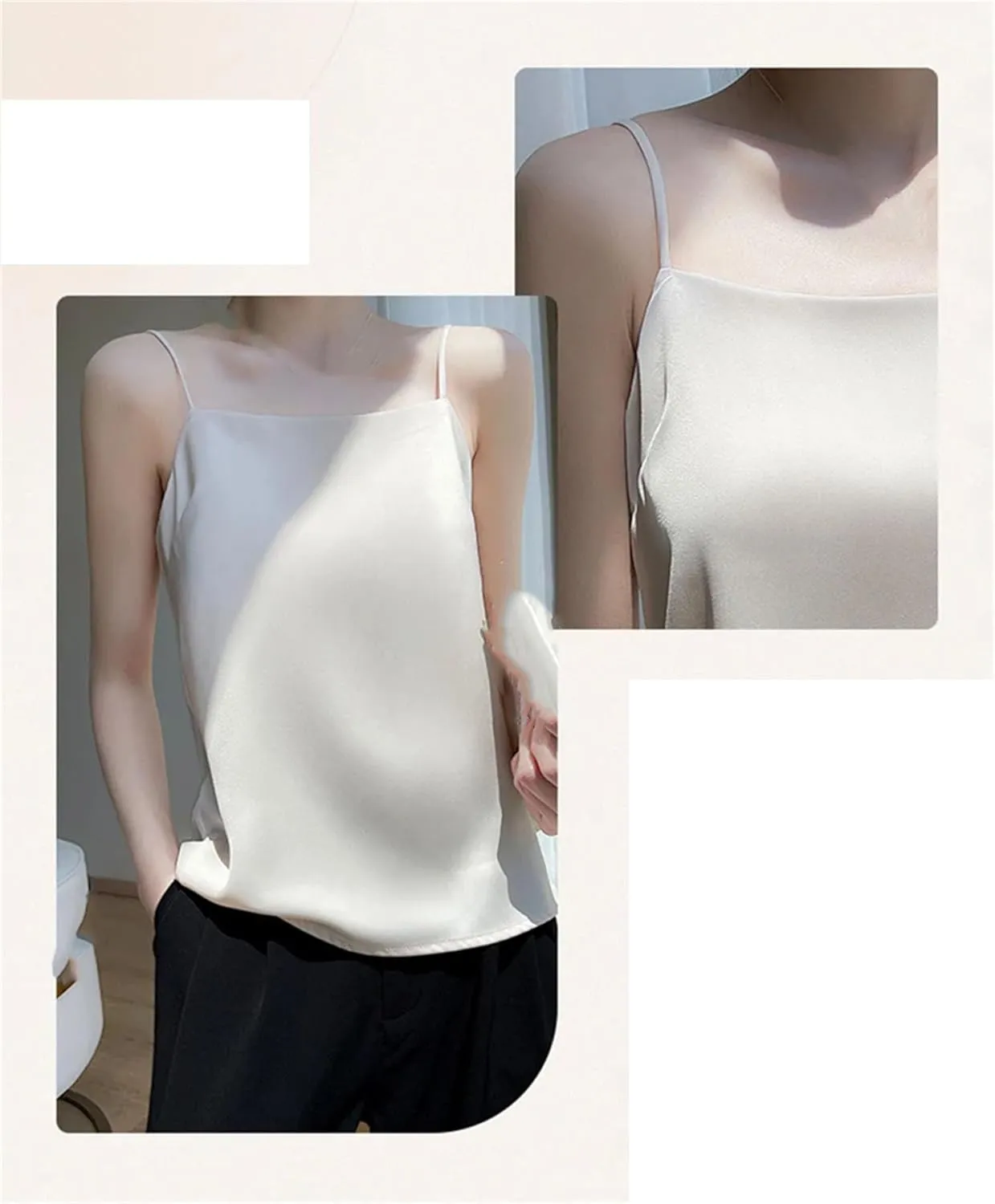 Women's Silky Camisole Sexy Suspender Top Thin Style Sling Satin Tank Tops