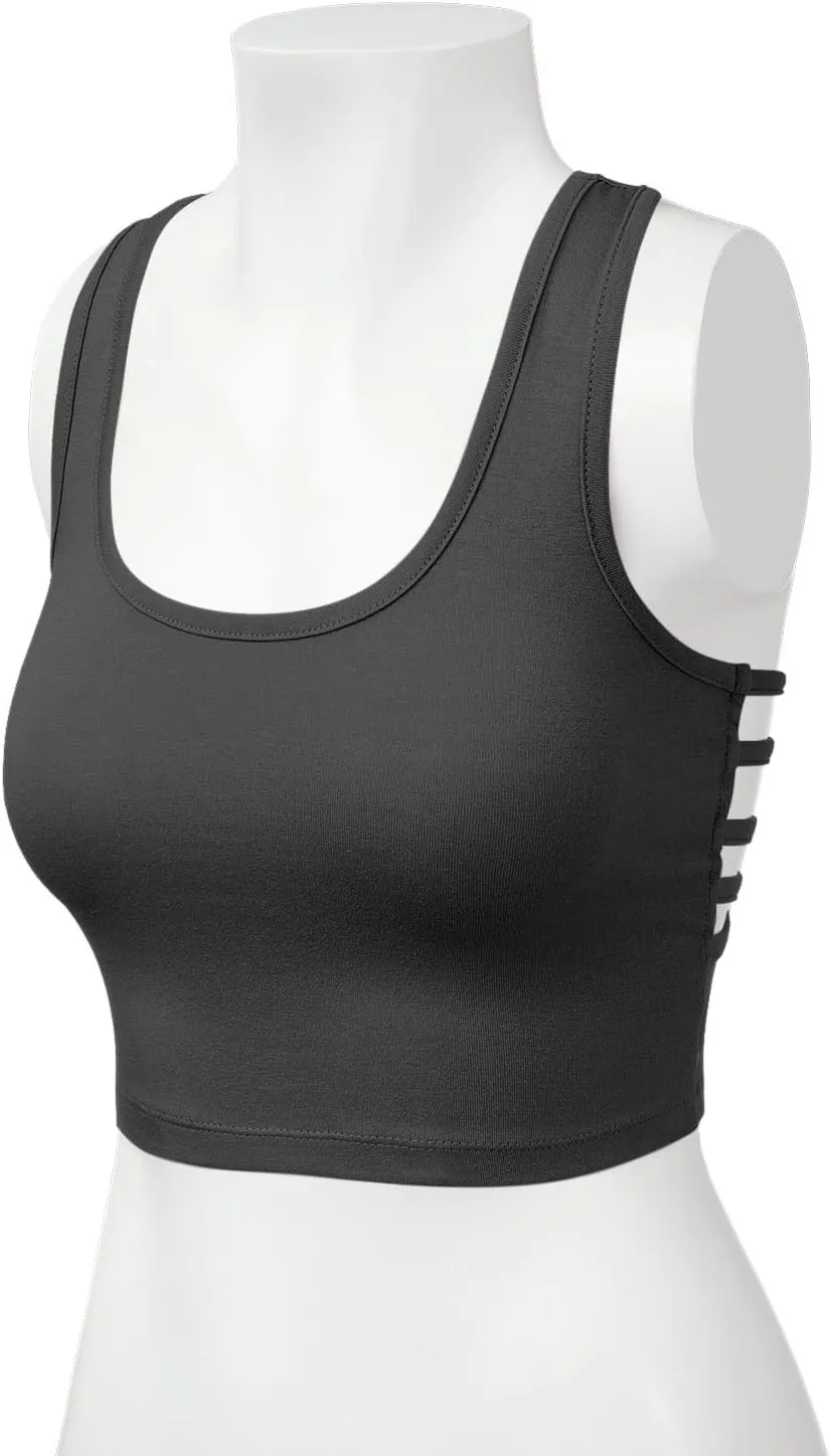Women's Sleeveless Racerback Crop Tank Top Camisole Backless Scoop Neck Shirts