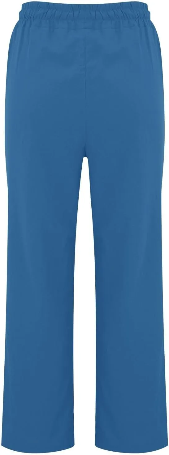 Women's Solid Cotton Linen Straight Pants Drawstring Loose Fit Summer Pants Wide Leg Trousers with Side Pockets for Causal