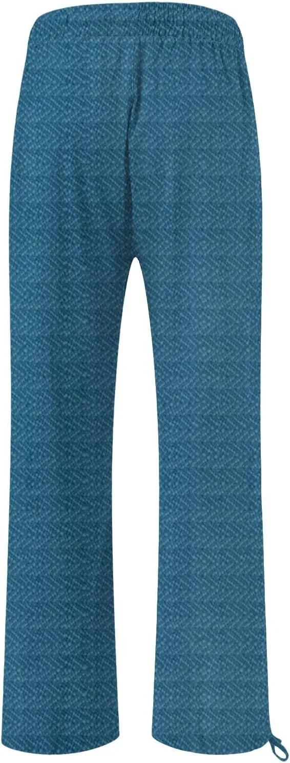 Women's Striped Cotton Linen Wide Leg Pants Summer Casual Comfy Pants with Pockets 2025 Drawstring Elastic Waist Trousers
