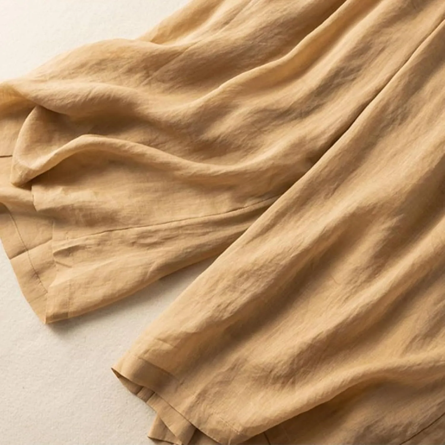 Womens Summer Cotton Linen Dress Pants Wide Legs Pure Color Pant High Waisted Drawstring Loose Trousers