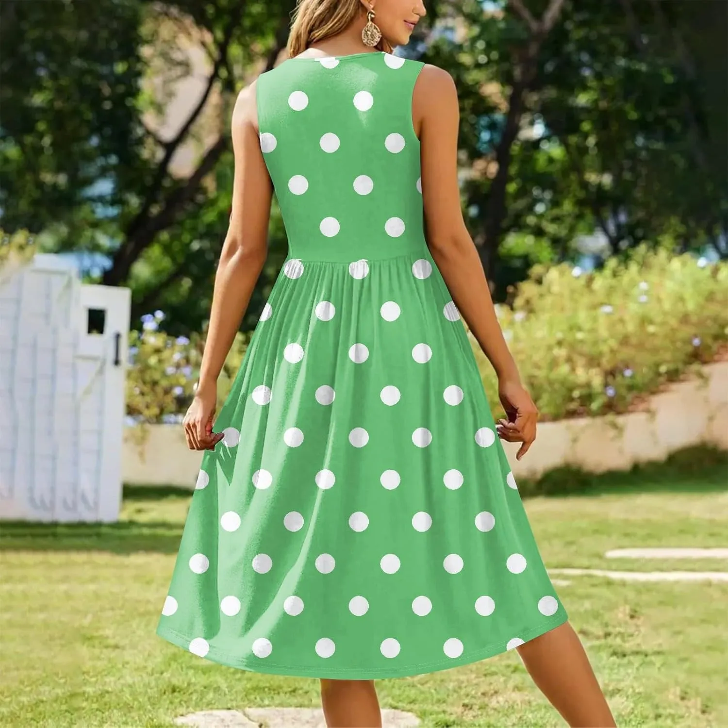 Womens Summer Dresses Casual A-Line Sundresses Floral Loose Sleeveless Mid Dress Flowy Tshirt Tank Dresses with Pockets