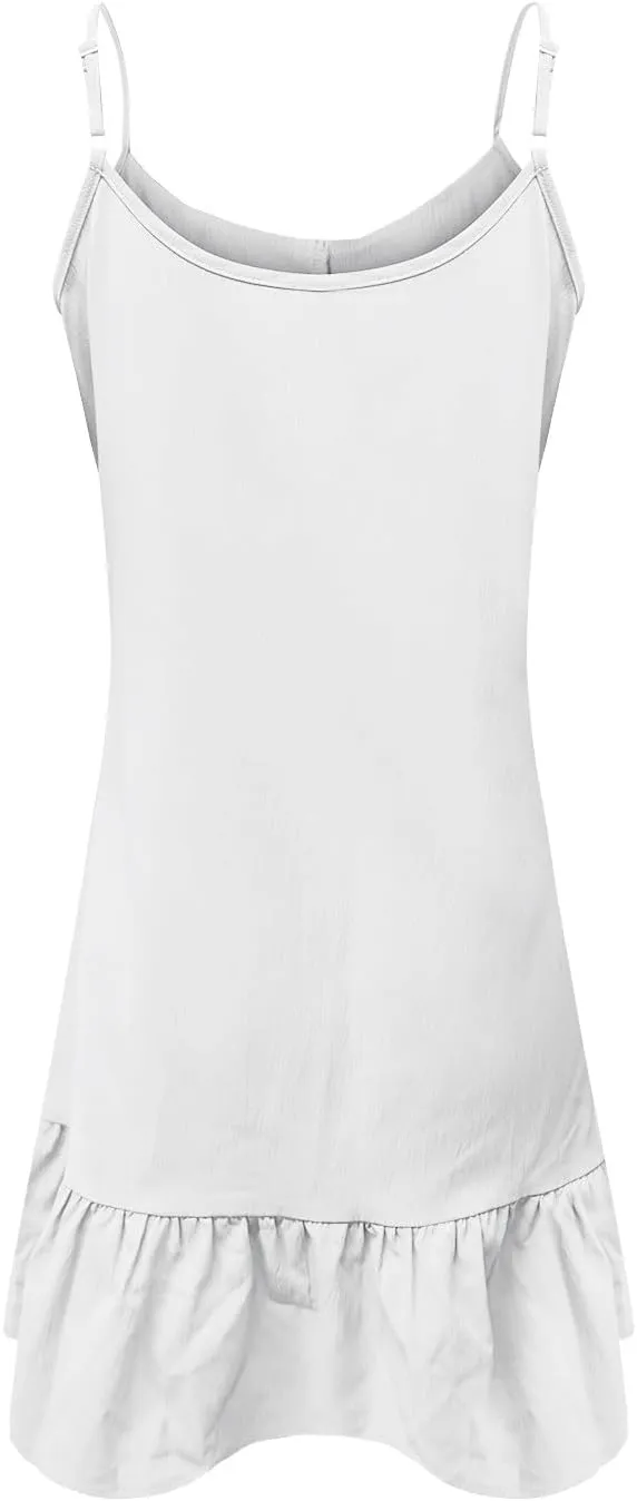 Women's Sundress Ruffle Cami Mini Dress Sleeveless Flowy Swing Shift Short Dresses Casual Cute Summer Beach Dresses