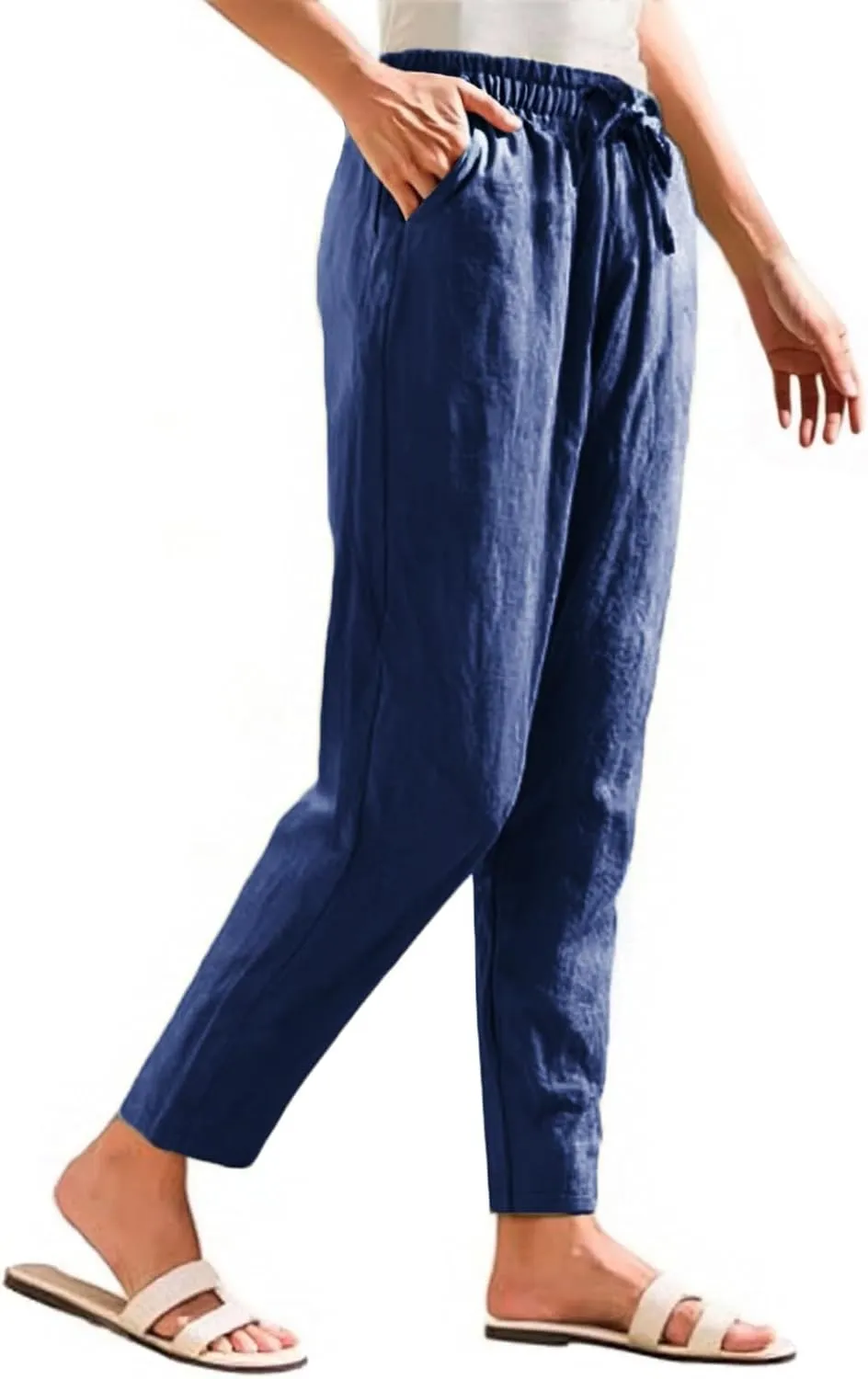 Womens Sweatpants, Peasant Pants Linen Straight Leg Casual Drawstring Cotton Plus Size