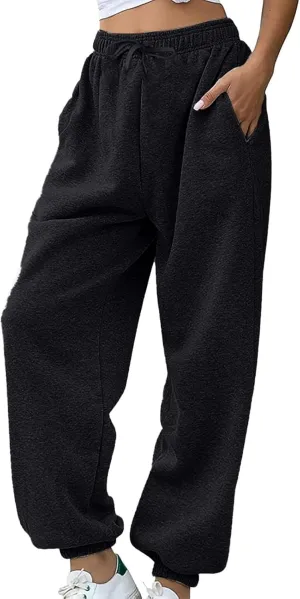 Womens Sweatpants Wide Leg Baggy Athletic Joggers with Pockets High Waisted Drawstring Workout Sweat Pants for Women