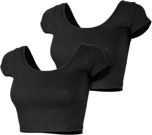 Womens Trendy Solid Color Basic Scooped Neck and Back Crop Top