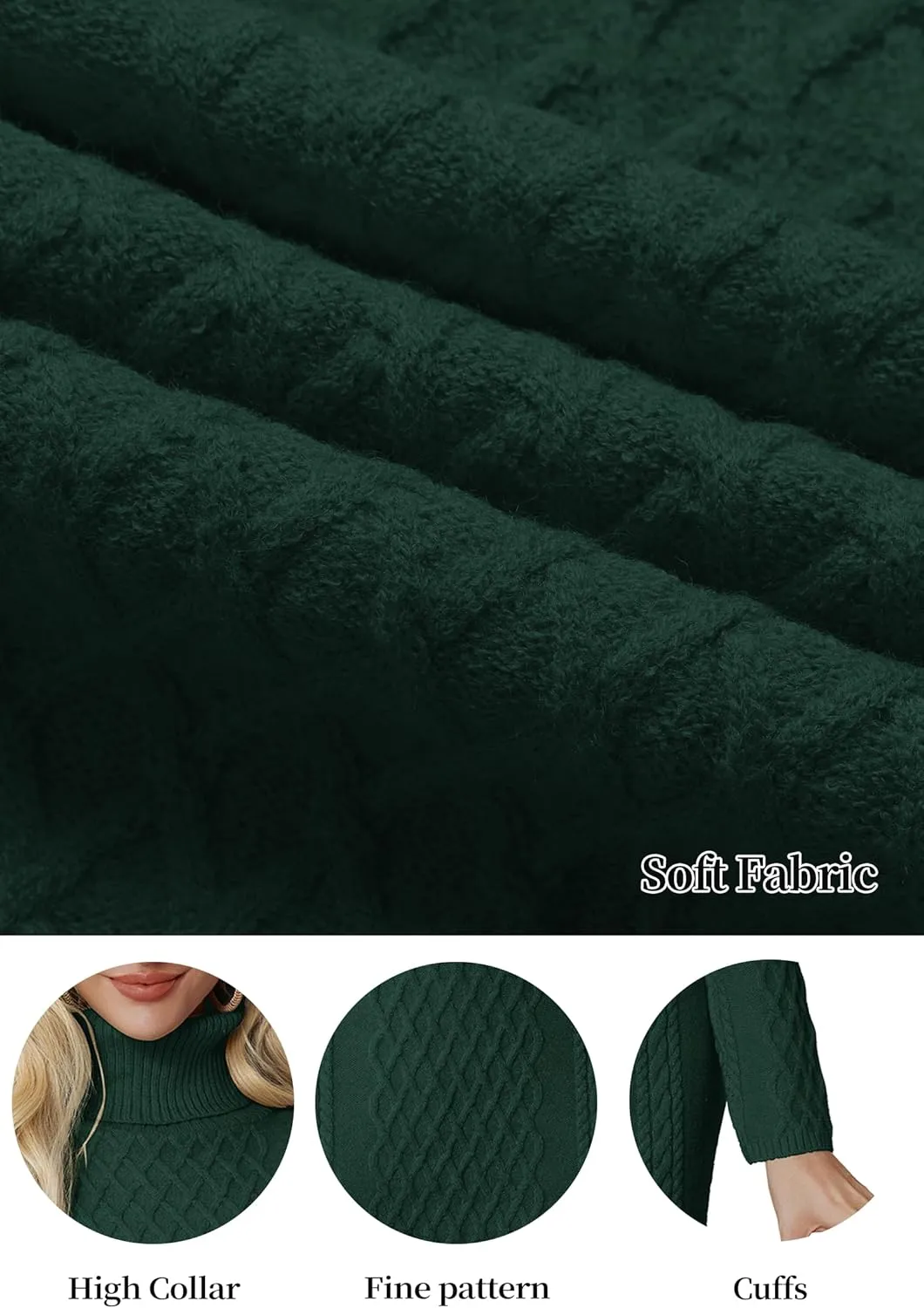 Women's Turtleneck Sweater Cable Knit Long Sleeve Sexy Pullover Tunic Mini Bodycon Sweater Dress Trendy Outfits