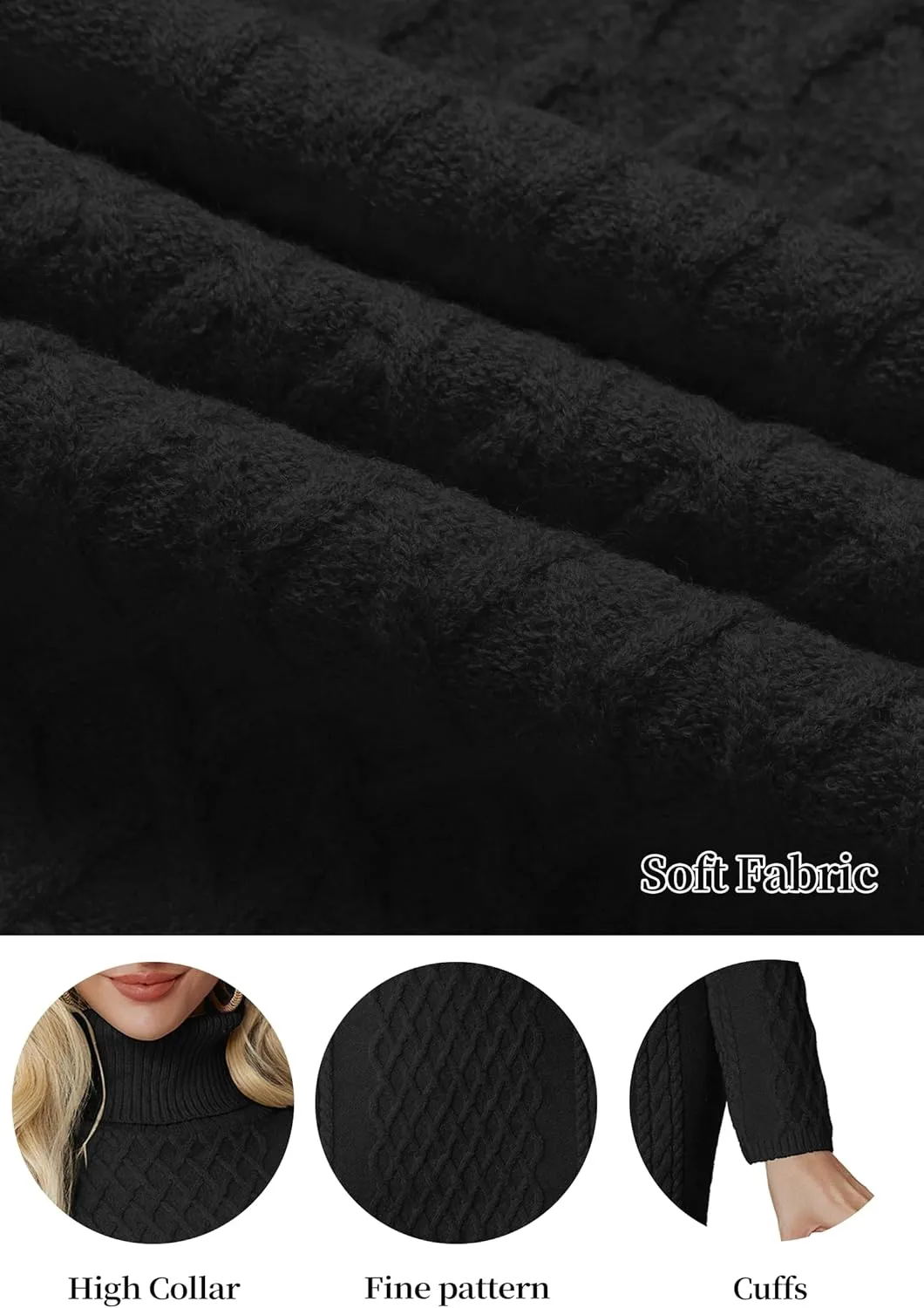 Women's Turtleneck Sweater Cable Knit Long Sleeve Sexy Pullover Tunic Mini Bodycon Sweater Dress Trendy Outfits