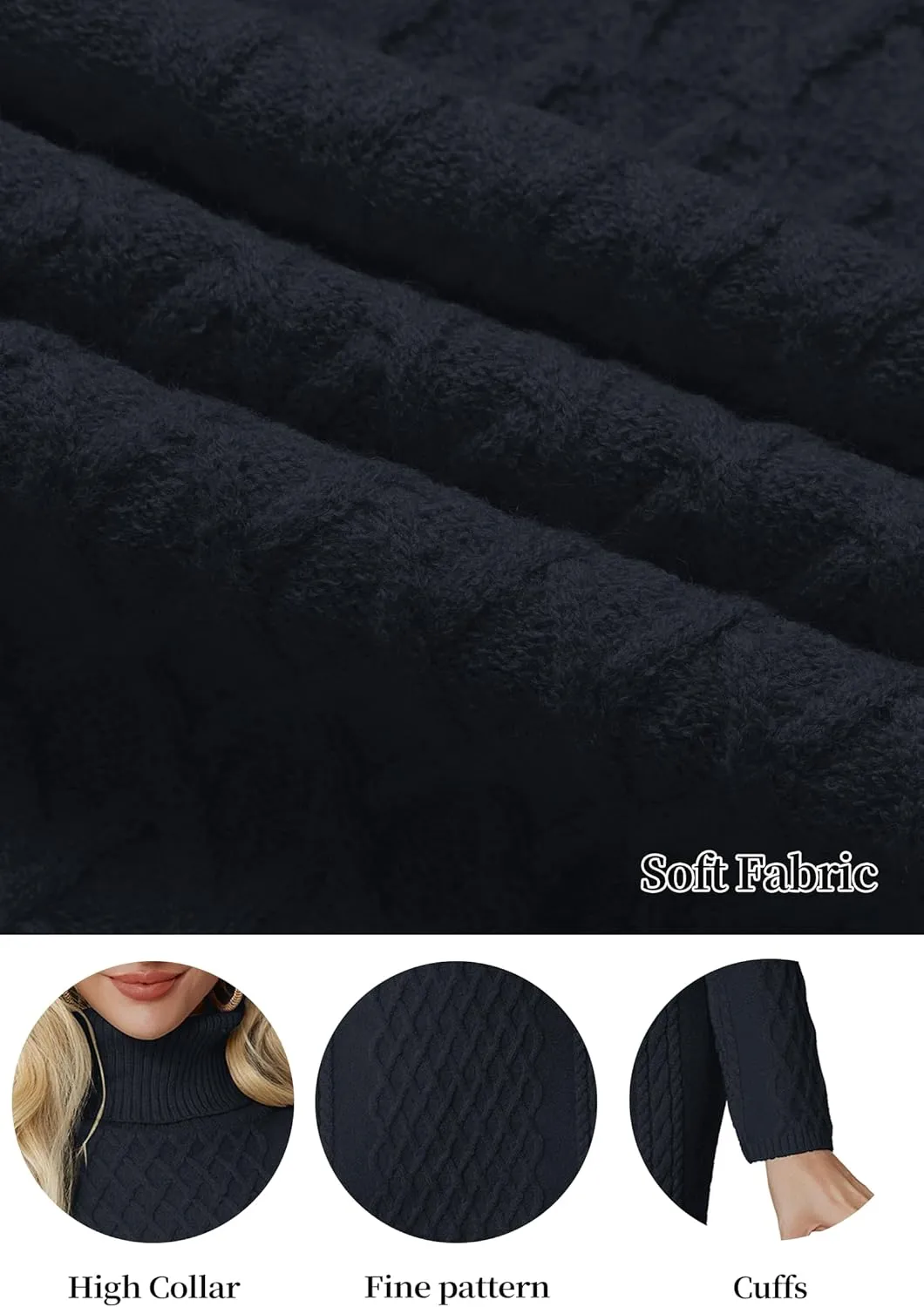 Women's Turtleneck Sweater Cable Knit Long Sleeve Sexy Pullover Tunic Mini Bodycon Sweater Dress Trendy Outfits