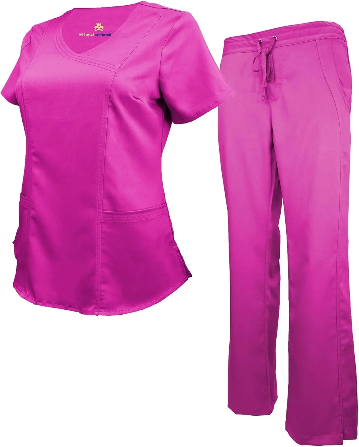 Women's Ultra Soft Modern Fit Mock Wrap Stretch Work Uniform Top and Pant Set 8201-9200