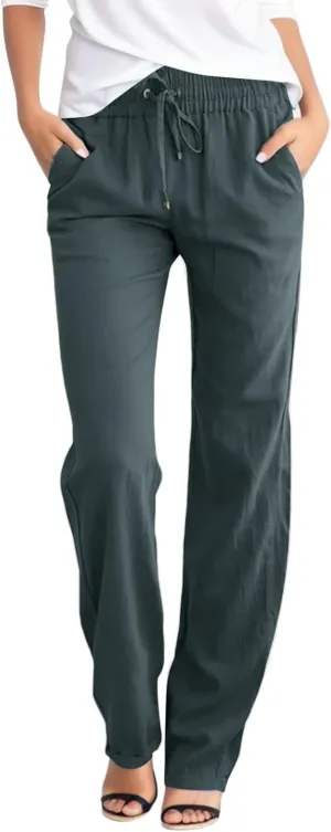 Women's Wide Leg Sweatpants Winter lwggings Outfits Capris with Pockets Water Resistant Elastic Waist