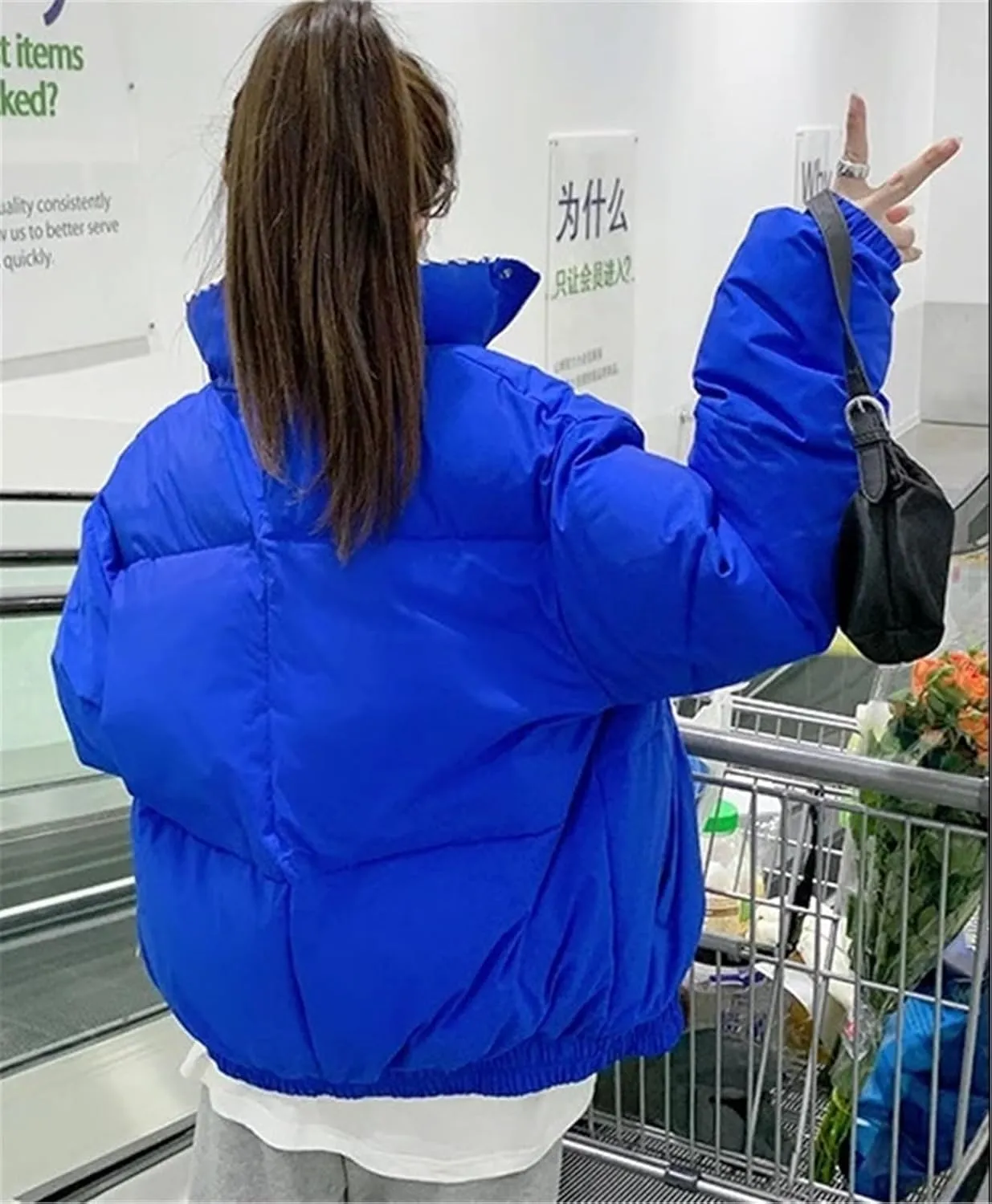 Women's Winter Down Cotton Jacket Zipper Loose Padded Coat Female Solid Thickening Warm Puffer Parkas Jackets