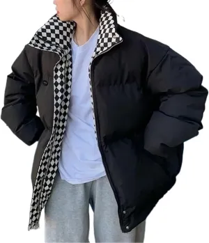 Women's Winter Down Cotton Jacket Zipper Loose Padded Coat Female Solid Thickening Warm Puffer Parkas Jackets