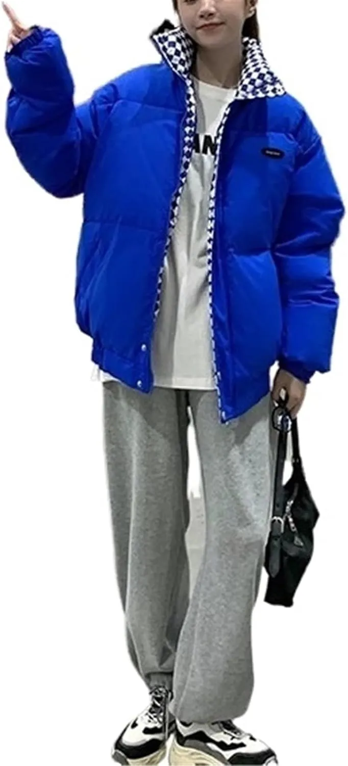 Women's Winter Down Cotton Jacket Zipper Loose Padded Coat Female Solid Thickening Warm Puffer Parkas Jackets