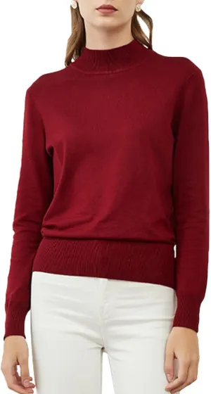 Woolicity Womens Mock Neck Sweater Long Sleeve Knit Pullover Tops Casual Lightweight Jumper Loose Pullover Tops