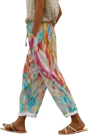 Workout Sets for Women Casual Drawstring Pants Summer Drawstring Waist Wide Leg Pants Leggings with Pockets for
