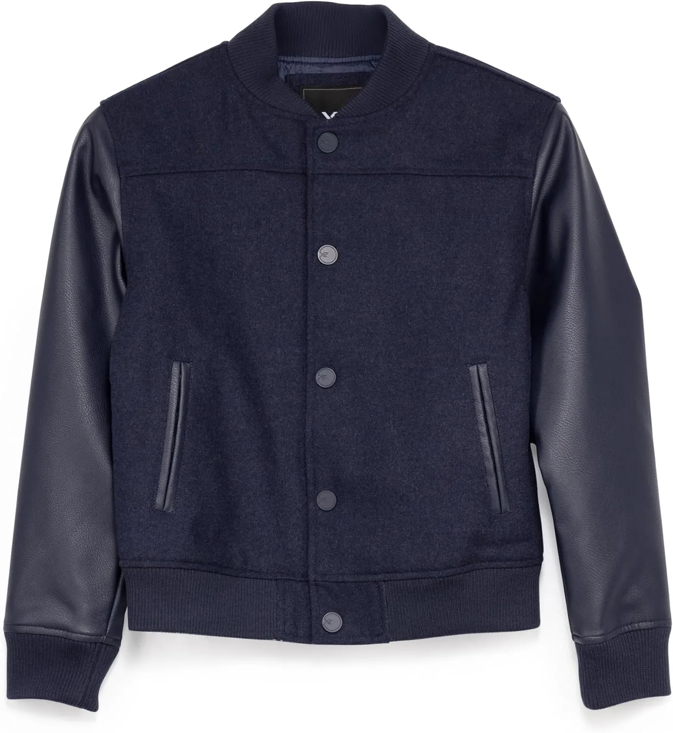 X RAY Boys Outerwear Coat with Faux Leather (S - XL), Wool Varsity Bomber Jacket for Kids W/Grainy PU Sleeves for Boys