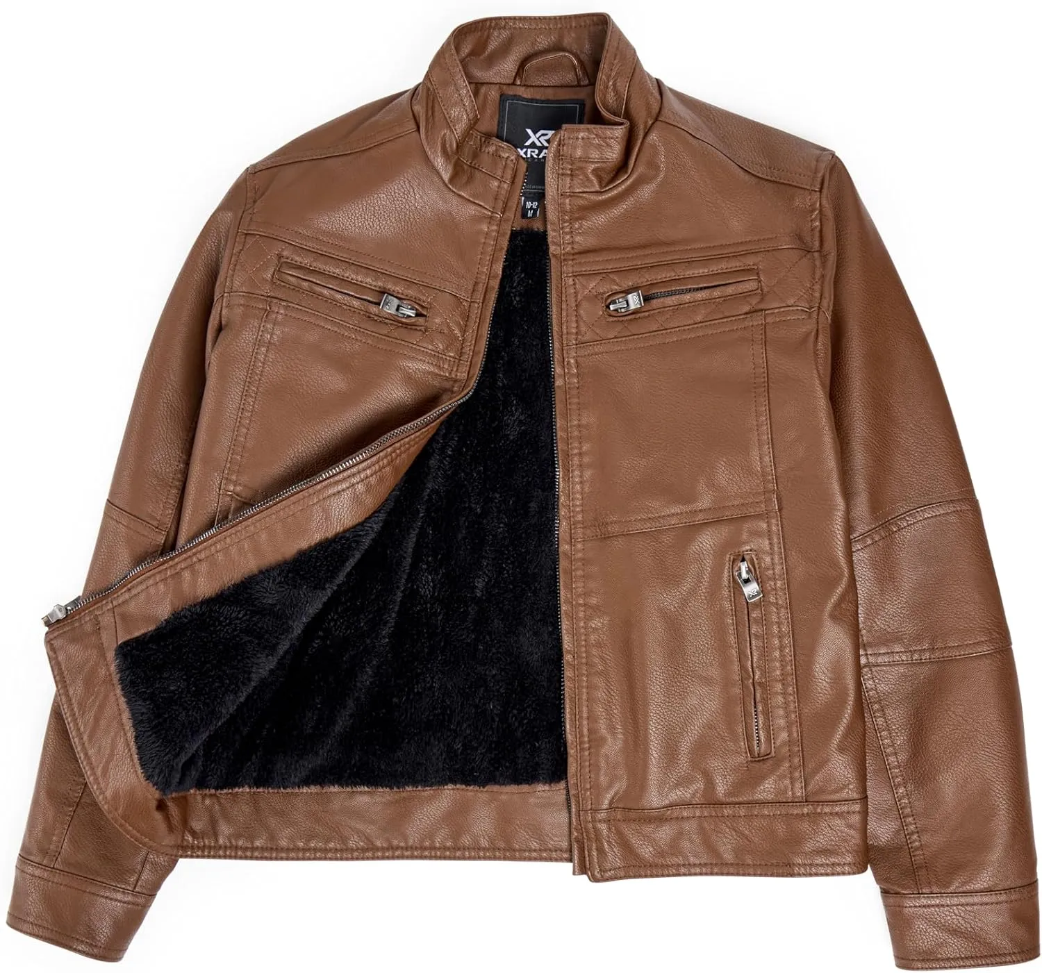X RAY Teen Faux Leather Jacket for Fall & Winter (S - XL), Kids Outerwear Coat, Motorcycle PU Leather Jacket for Boys