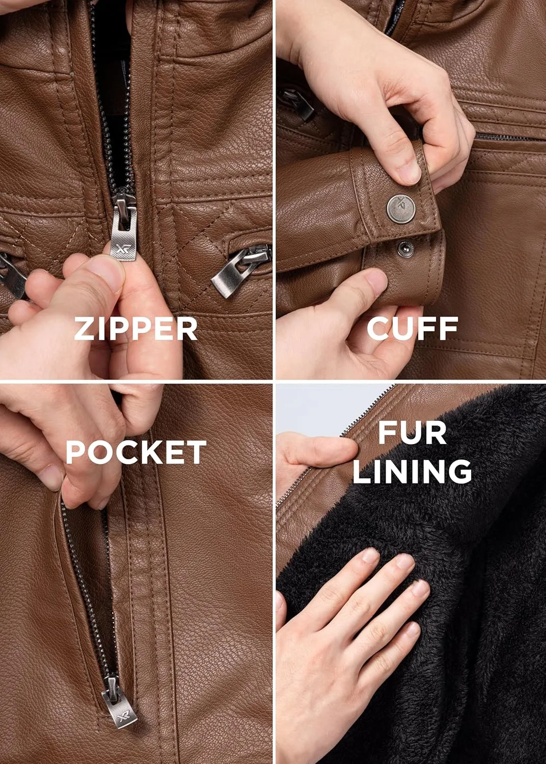 X RAY Teen Faux Leather Jacket for Fall & Winter (S - XL), Kids Outerwear Coat, Motorcycle PU Leather Jacket for Boys