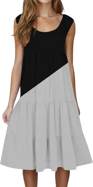 XOWRTE Summer Dresses for Women Plus Size Beach Dress Casual Sundresses Sexy Sleeveless Dress Flowy Midi Dresses