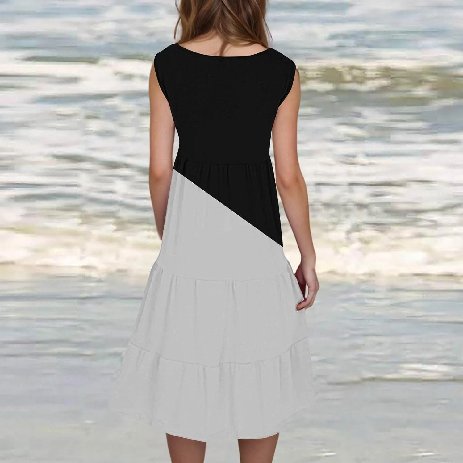 XOWRTE Summer Dresses for Women Plus Size Beach Dress Casual Sundresses Sexy Sleeveless Dress Flowy Midi Dresses