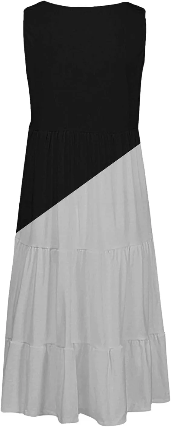 XOWRTE Summer Dresses for Women Plus Size Beach Dress Casual Sundresses Sexy Sleeveless Dress Flowy Midi Dresses