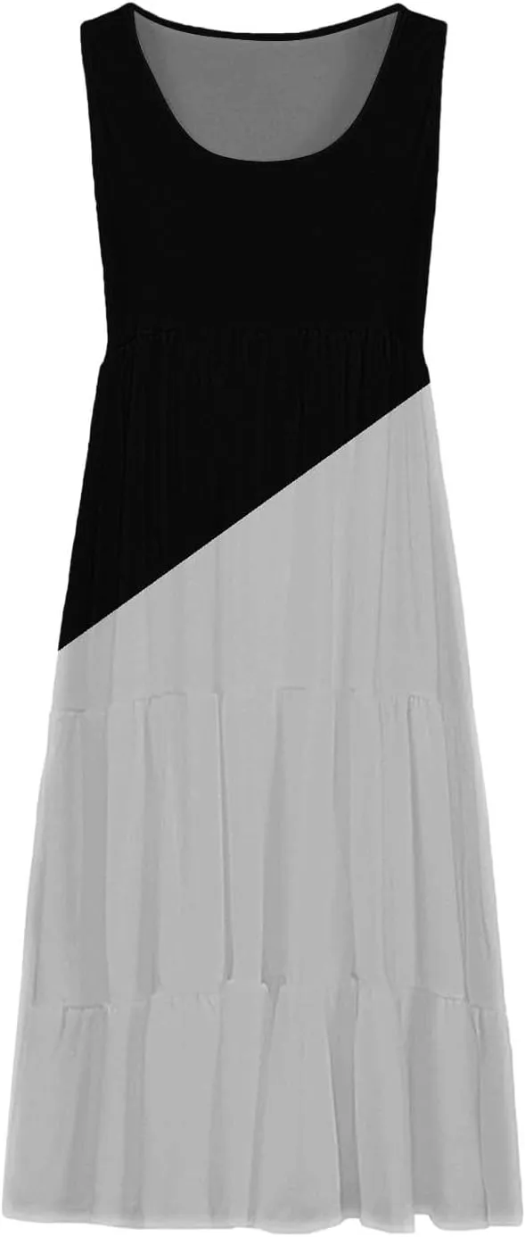 XOWRTE Summer Dresses for Women Plus Size Beach Dress Casual Sundresses Sexy Sleeveless Dress Flowy Midi Dresses