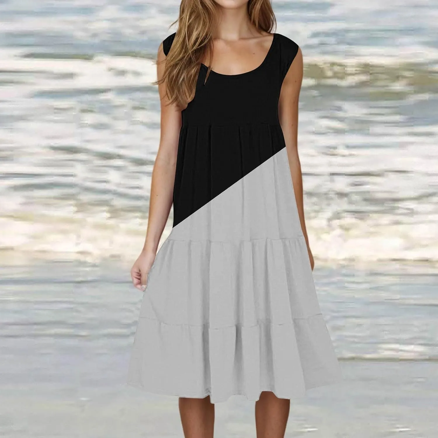 XOWRTE Summer Dresses for Women Plus Size Beach Dress Casual Sundresses Sexy Sleeveless Dress Flowy Midi Dresses