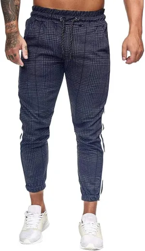 XUETON Mens Slim Fit Jogger Pants Tapered Workout Running Track Pants Drawstring Striped Chinos Comfort Flat Front Golf Work Trousers Athletic Sweatpants for Jogging Hiking Exercise Gym Workout Navy