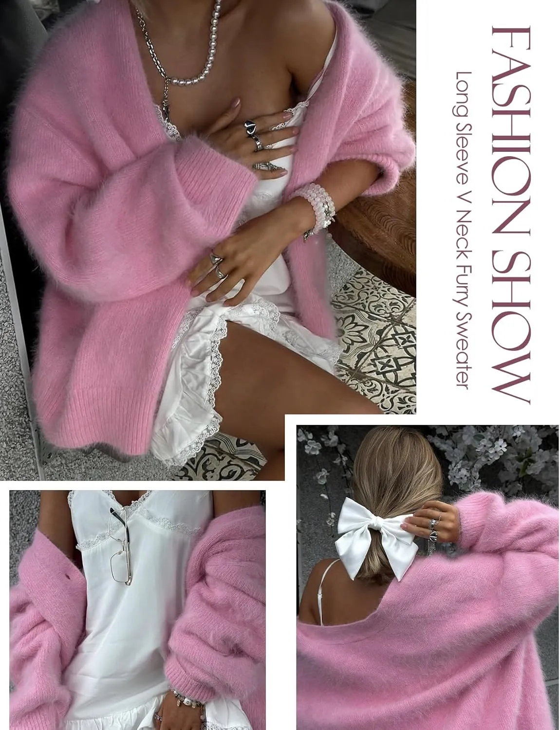 Yimoon Womens Fuzzy Cardigan Sweater V Neck Long Sleeve Button Down Slouchy Furry Knit Sweaters 2024