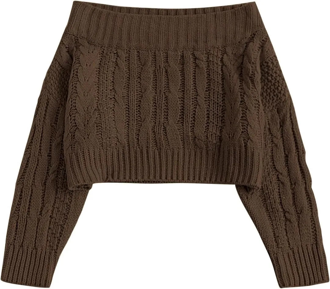 ZAFUL Women V Neck Button Knit Crop Sweaters Batwing Sleeve V Back Ribbed Hem Pullover Sweater