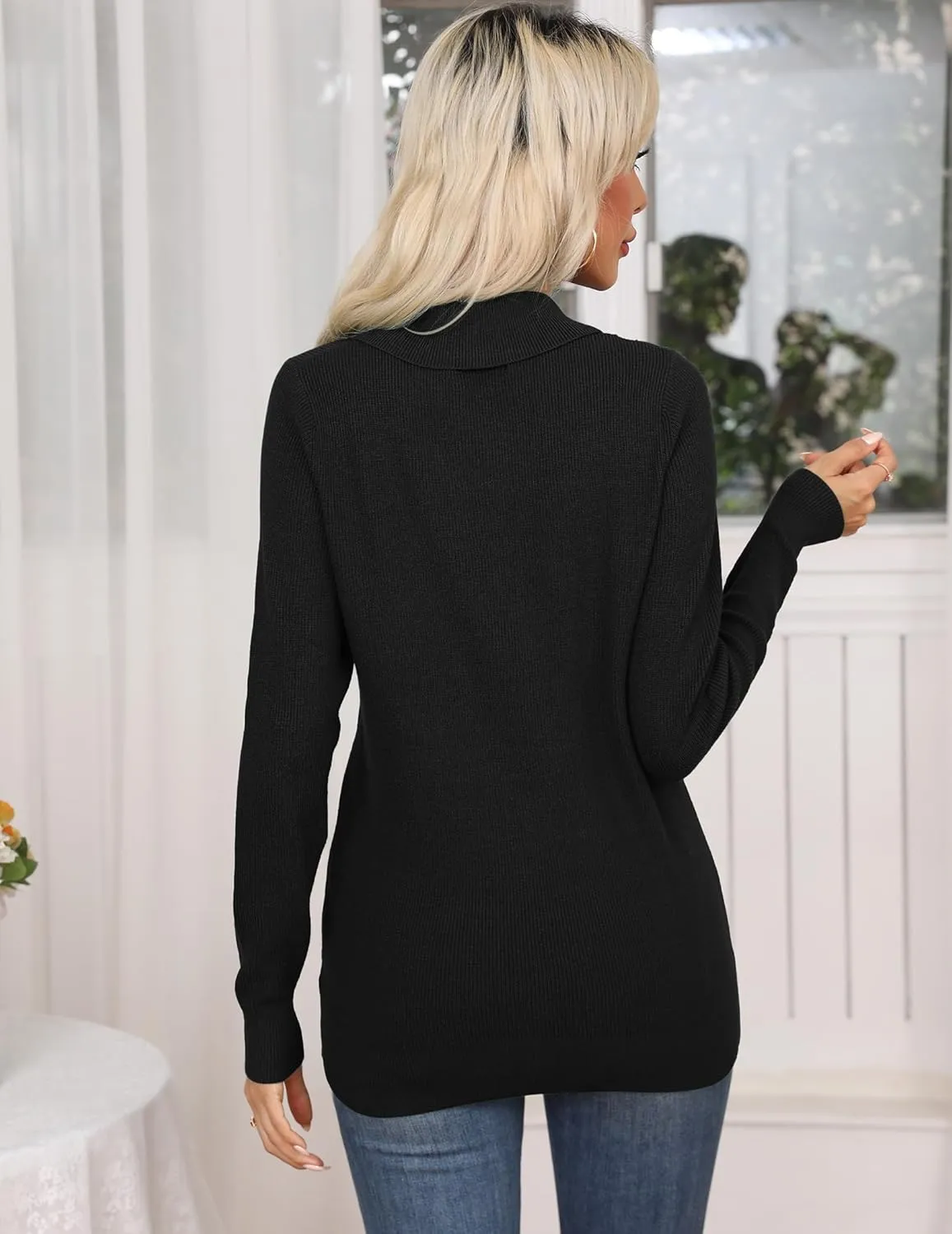 Zeagoo Sweaters for Women Fashion 2024 Fall Long Sleeve Shirts V Neck Collared Knit Pullover Tops Outfits