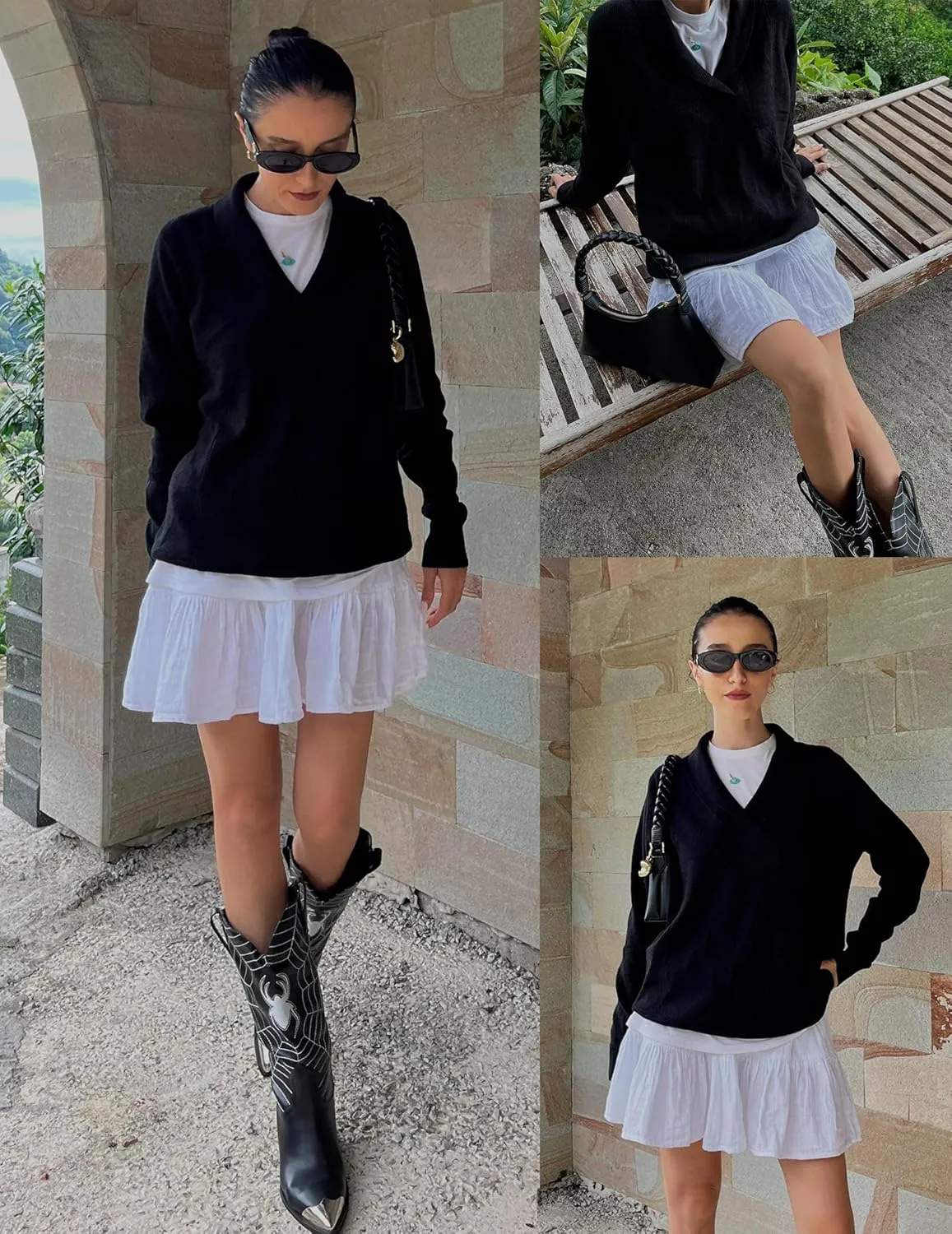Zeagoo Sweaters for Women Fashion 2024 Fall Long Sleeve Shirts V Neck Collared Knit Pullover Tops Outfits